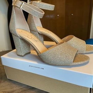 Jessica Simpson Gold open-toe pump.  Size 10. With Box